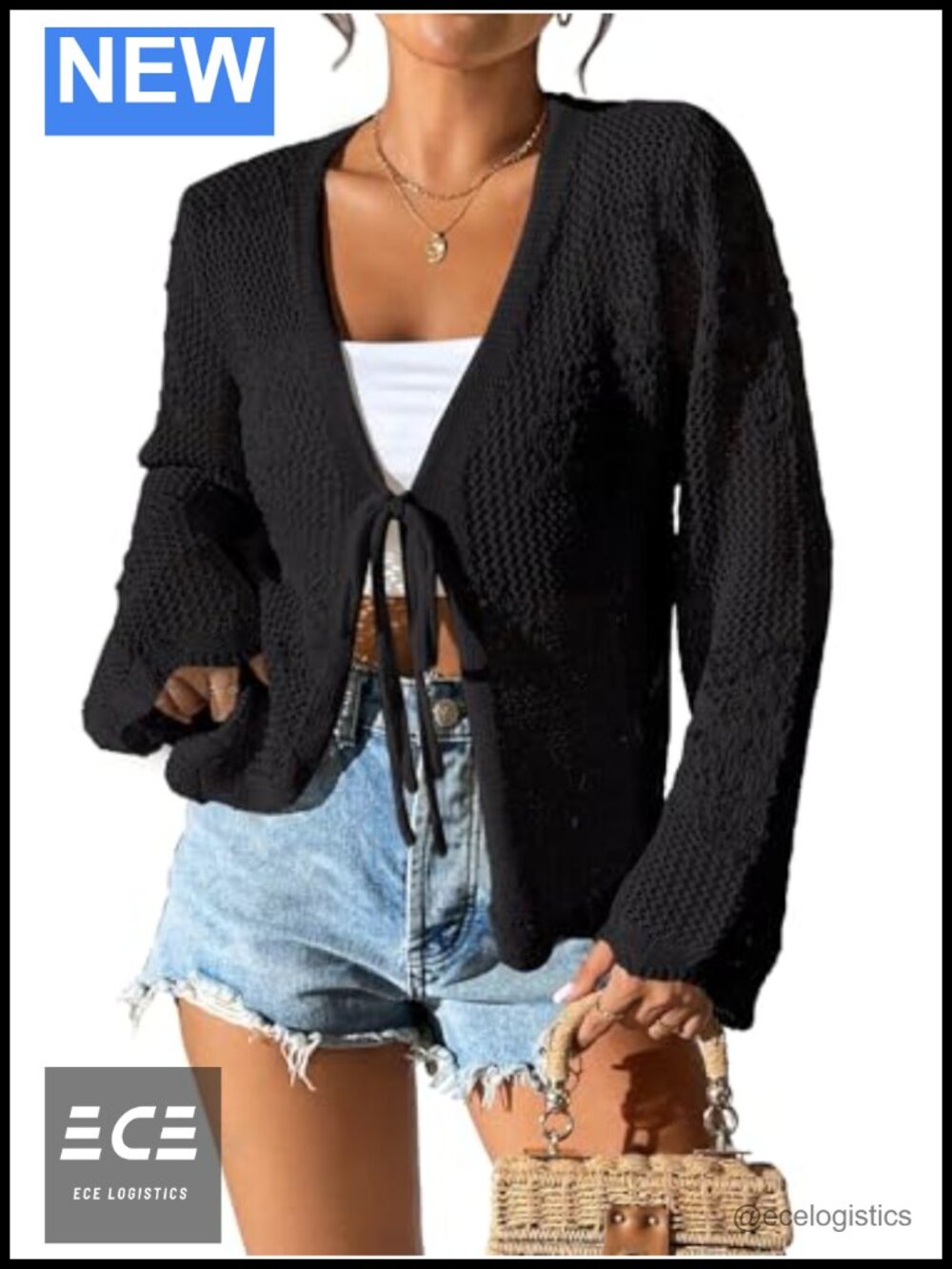 Womens Tie Front Lightweight Crochet Knit Cardigan Shrug Crop Cover Up